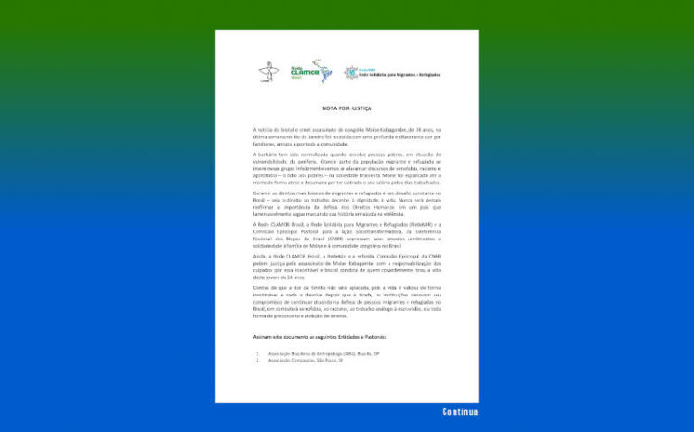 NOTA POR JUSTIÇA! O assassinato de Moïse Kabagambe